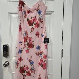 Lulu's Strapless Pink Floral Dress